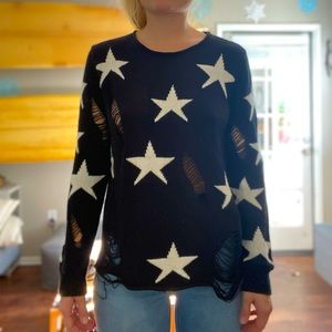 Forever 21. Size S. Ripped sweater with stars.